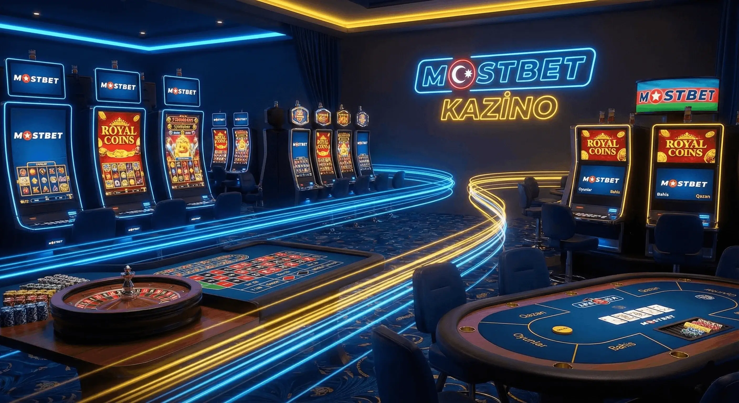 Mostbet Azerbaijan platformasında mövcud olan müxtəlif kazino oyunları - slotlar, rulet və poker